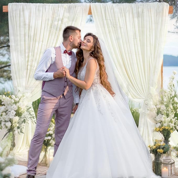 10 x 7 Feet Ivory White Backdrop Curtain - Image 6