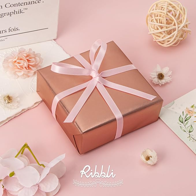 Ribbli Light Pink Satin Ribbon Double Faced Satin 1/4 Inch x Continuous 100 - Image 2
