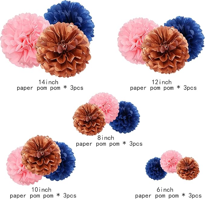Gender-Reveal Decorations Tissue Paper Pom-Poms - Image 3