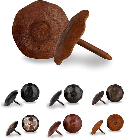 10 Pack 1" Small Round Head Iron Clavos Decorative Nails – Rusted – Handmade by BorderlandRusticHardware