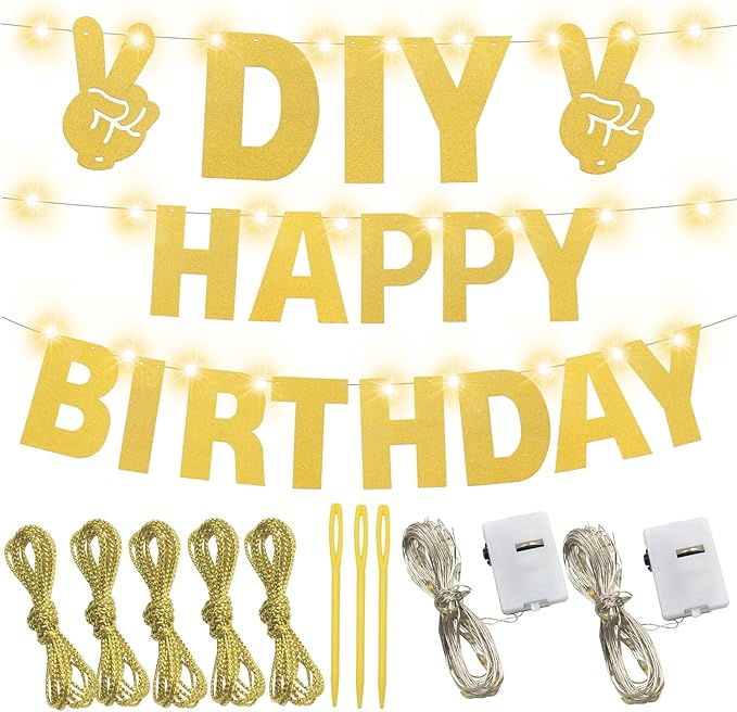 167Pcs DIY Glitter Customizable Banner Kit Custom Banner Happy Birthday - Image 2