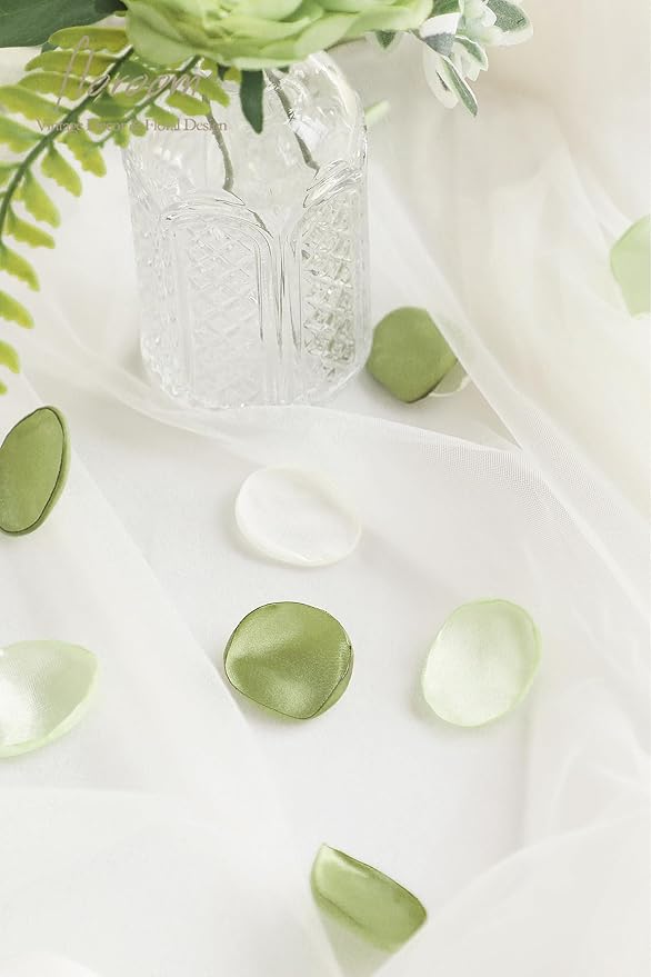 Floroom 300pcs Rose Petals Sage Green Elf Green Faux Silk Flower Petals - Image 5