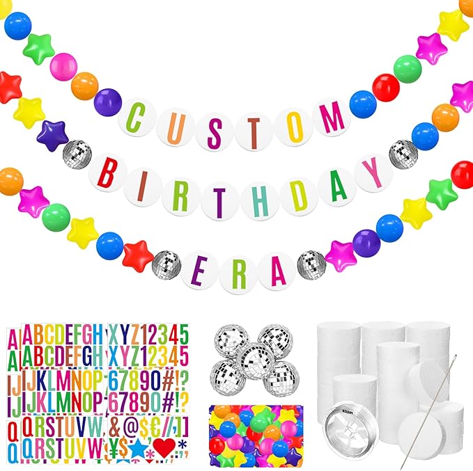 Giant Friendship Bracelet Garland Kit, DIY Birthday Banner by Simgoing