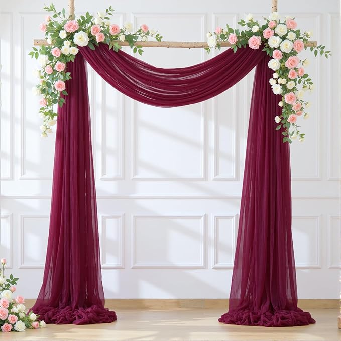 Wedding Arch Draping Fabric Backdrop 1 Panel 60" x 26Ft Burgundy Drapes Curtains by Suppromo