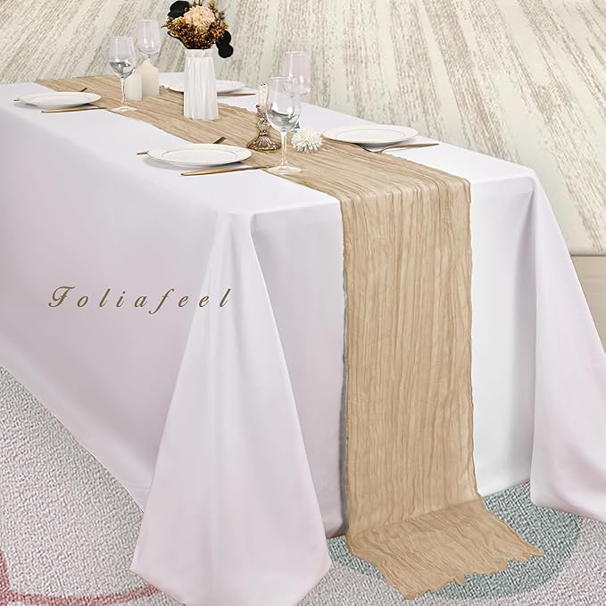 Sand 12 Pack 10FT Cheesecloth Table Runner 20 x 120 Inch Long Rustic Gauze - Image 4