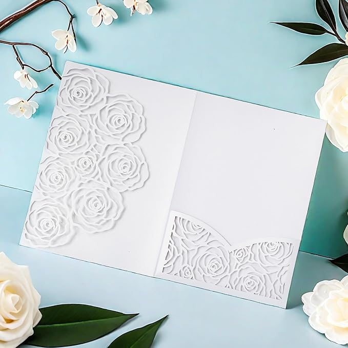 20 Pcs Laser Cut Wedding Invitations Card Pocket - Image 4