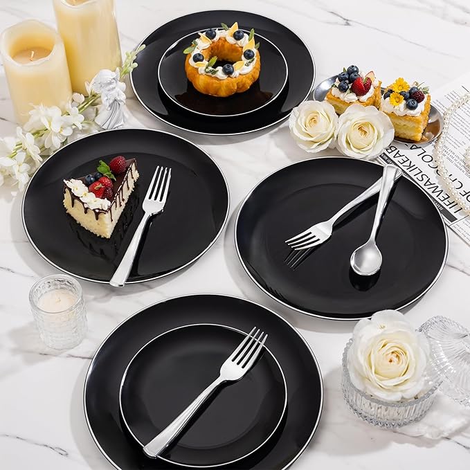 bUCLA 100PCS Black Plastic Plates - Image 5