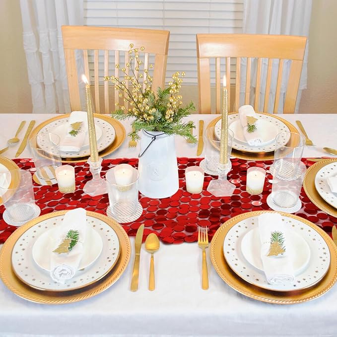 VHH Sequin Table Runner 12 x 108 inches Red Table Runner, Glitter Runner - Image 8