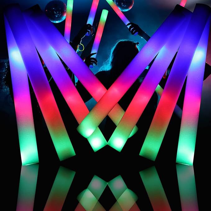 32 PCS LED Foam Glow Sticks Bulk, Glow in The Dark Party Supplies by Unknown