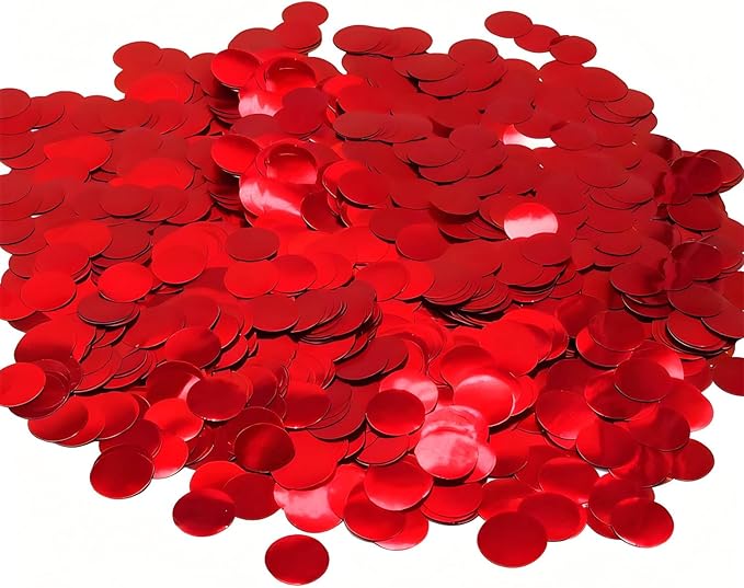 Red Round Foil Confetti Beautiful Metallic Table Confetti Glitter by Unknown