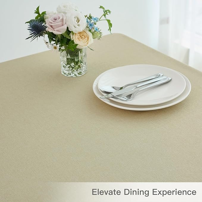 maxmill Rectangle Linen Texture Tablecloth Stain Proof Waterproof Wrinkle Free - Image 8