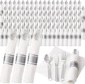 200Guests Pre Rolled Silver Plastic Silverware Sets by Joyido