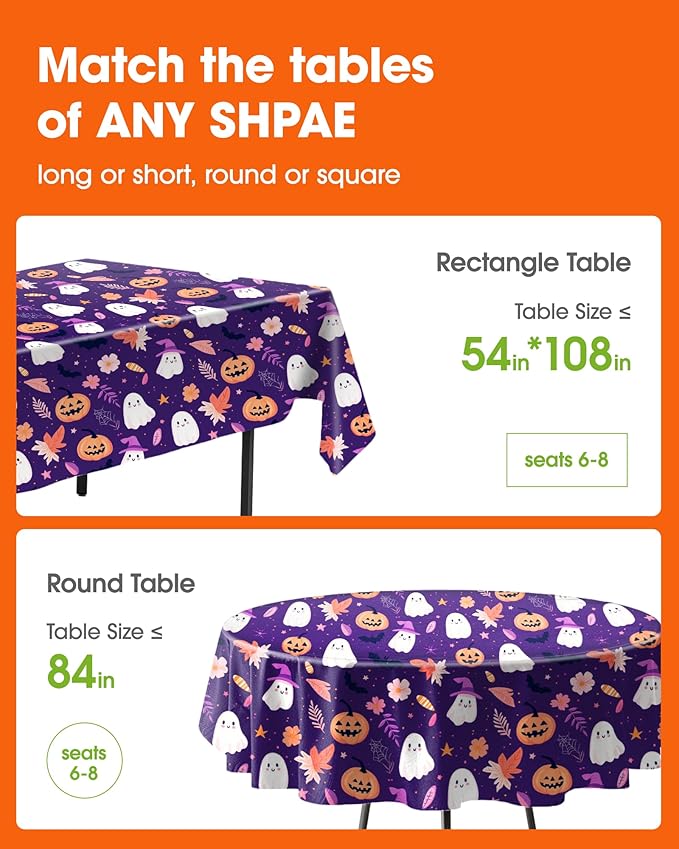Pureegg Plastic Table Cloth Disposable 10 Pack, 54 x 108 Inch Table Cloths - Image 2