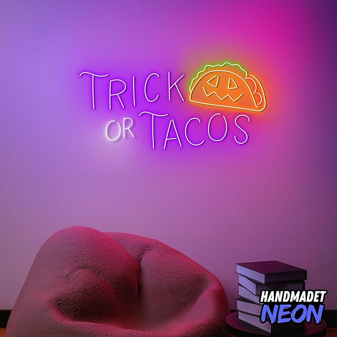 Personalized Trick Or Tacos Halloween Neon Sign Accessories, Custom Restaurant - Image 4
