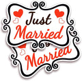Just Married Car Decorations, 12x8 Magnet Decals by Dimarongton