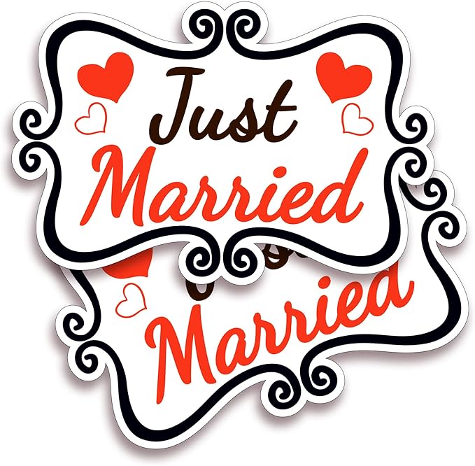 Just Married Car Decorations, 12x8 Magnet Decals by Dimarongton