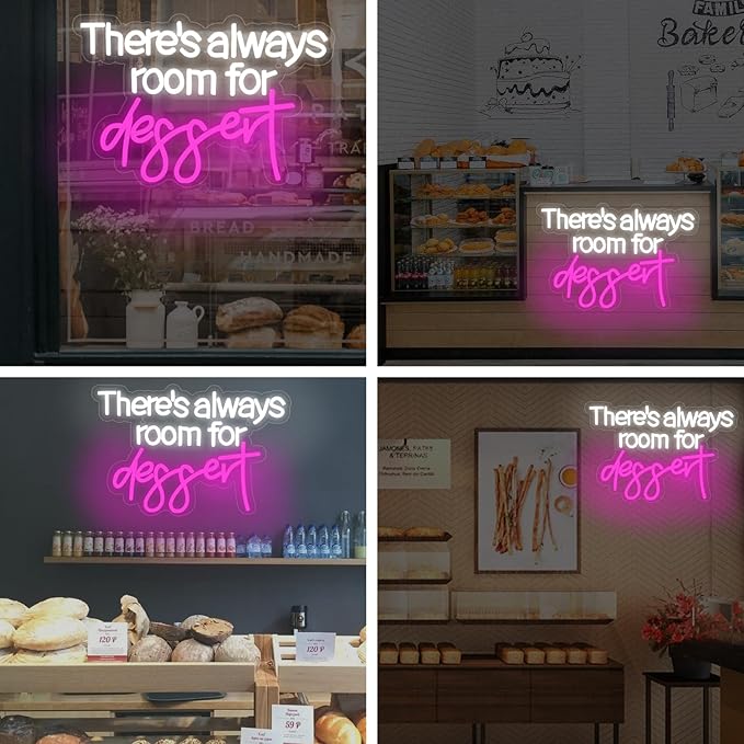 There's Always Room for Dessert Neon Sign Baking Bread Shop Decor Led Light - Image 8