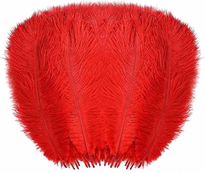YAKRUNA 30PCS Red Ostrich Feathers Bulk 12-14 Inches by YAKRUNA