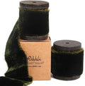 Ribbli Dark Moss Velvet Ribbon 1.5 Inch Handmade Frayed Vintage Christmas Ribbon by Ribbli