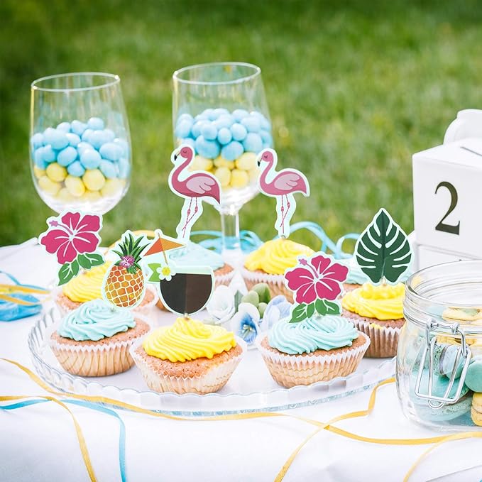 Luau Cupcake Toppers Tropical?Cake Decorations Hawaiian Toothpicks Sticks - Image 5