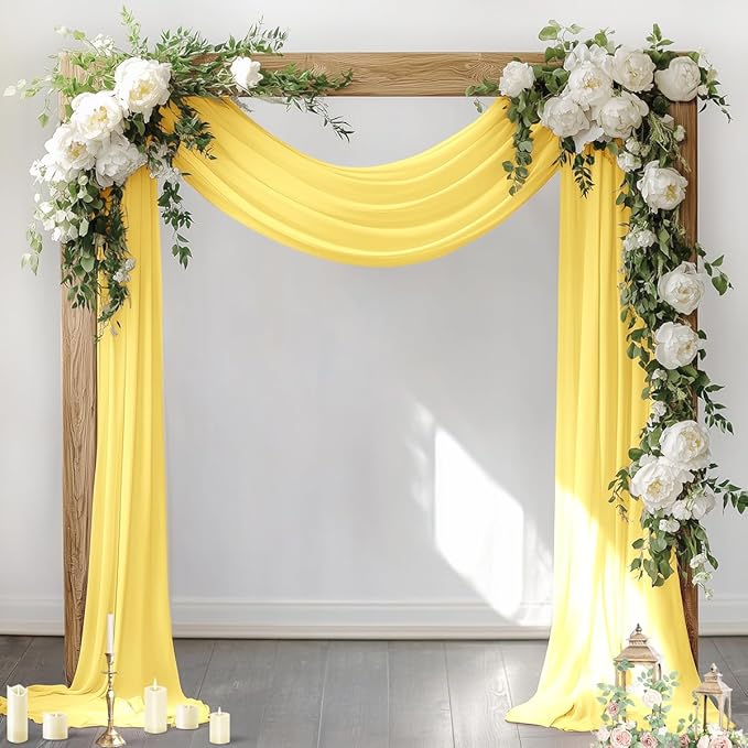 Socomi Wedding Arch Draping Fabric 2 Panels 29" x 19Ft Sheer Chiffon Curtain by Socomi