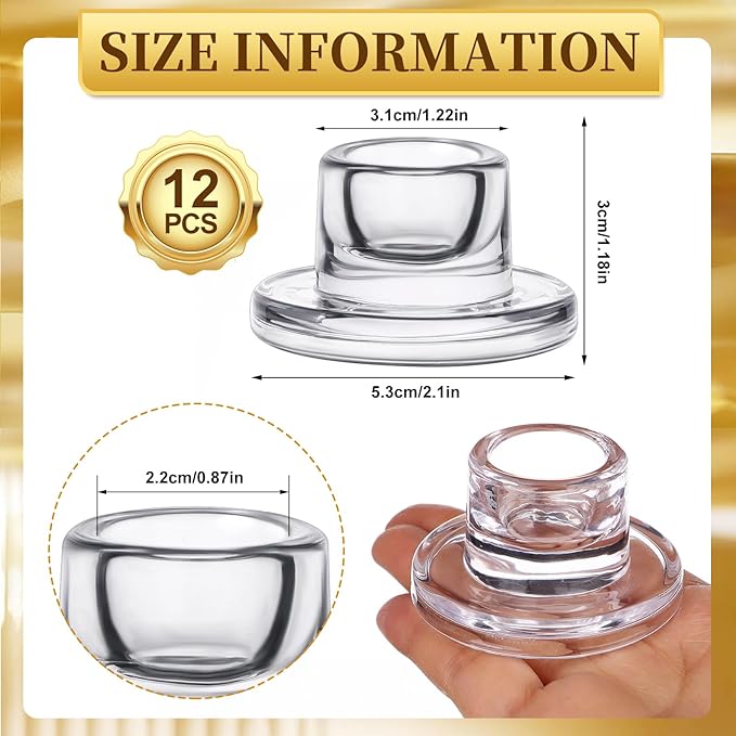 12 PCS Glass Taper Candle Holders Bulk Candlestick Holders Clear Short Tapered - Image 2