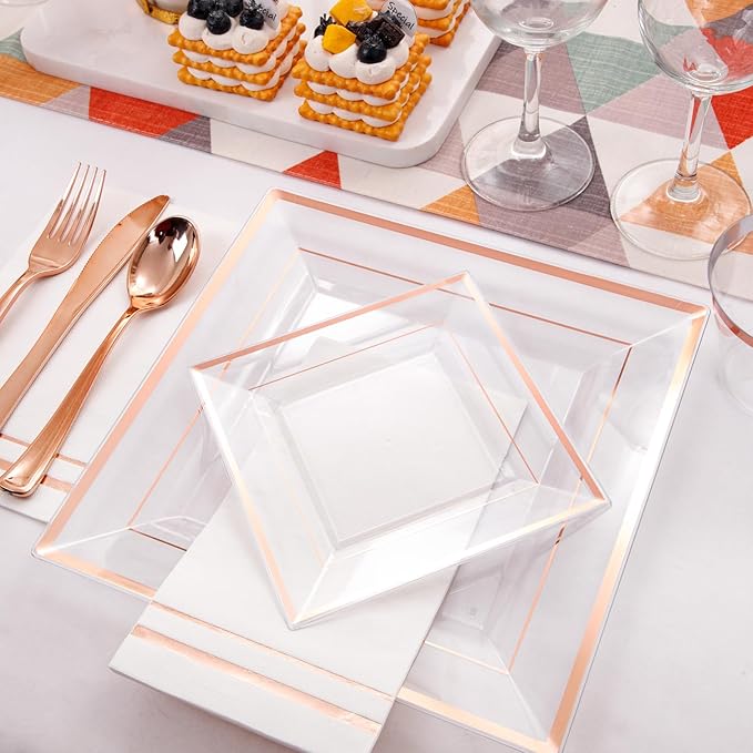 Festiva 350Pcs Rose Gold Plastic Plates - Image 4