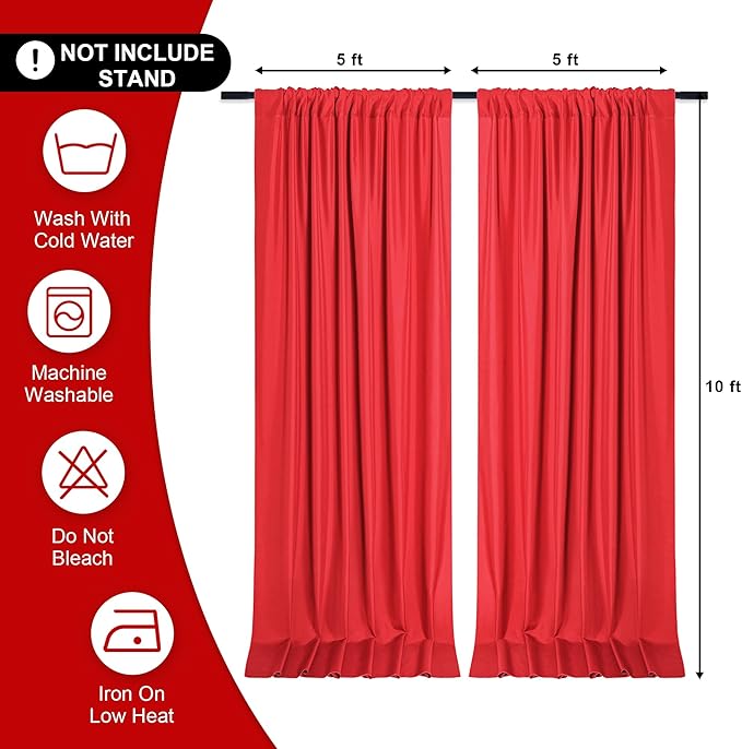 DWCN 10x7 FT Red Backdrop Curtains - Image 2