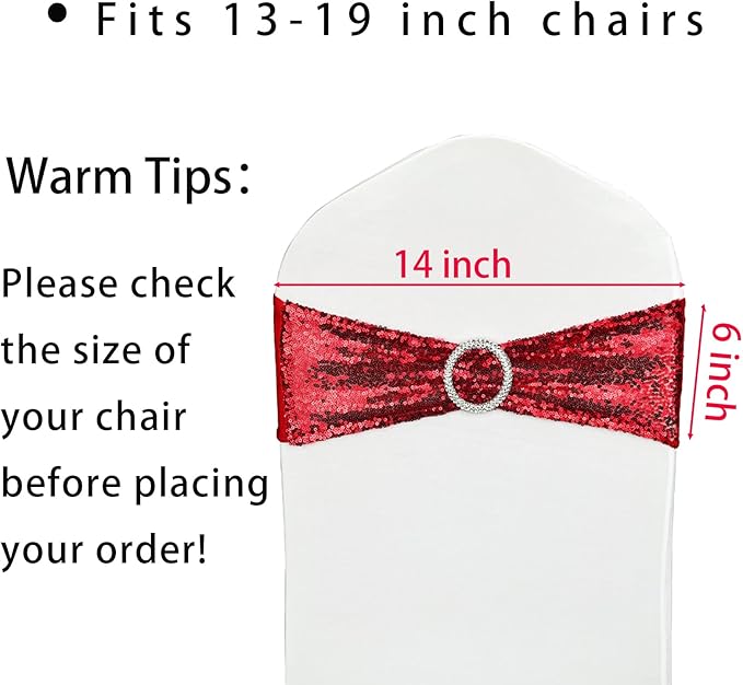 Sequin Chair Sashes Stretch Chair Bands Spandex Polyester Bows - Image 2