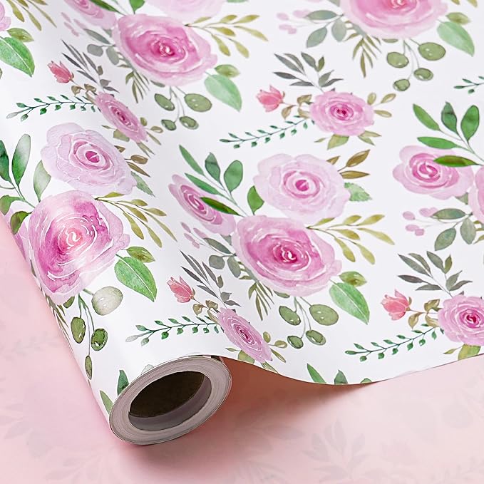 RUSPEPA Reversible Floral Wrapping Paper Roll, Mini Roll, Elegant Gift Wrap - Image 2