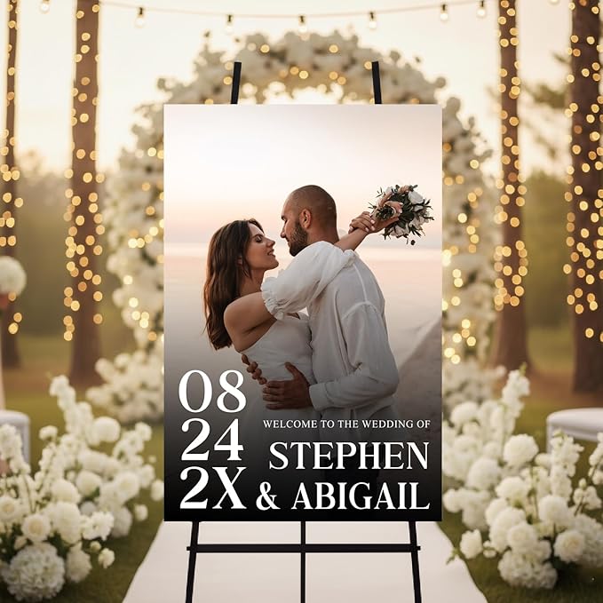Personalized Wedding Photo Acrylic Welcome Sign – Custom Picture Board by Unknown