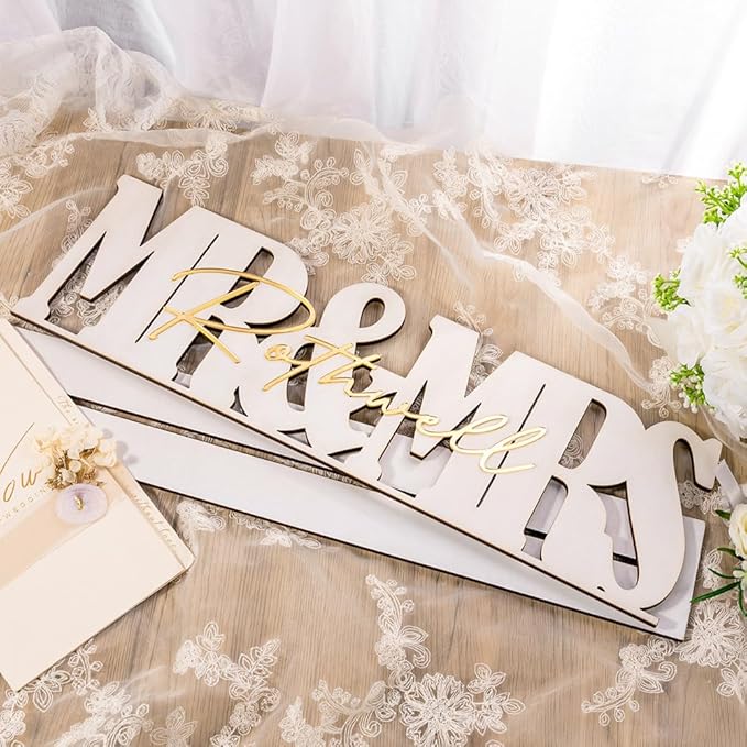 callie Personalized Mr and Mrs Wedding Table Sign, Custom Name Date Mr and Mrs - Image 5