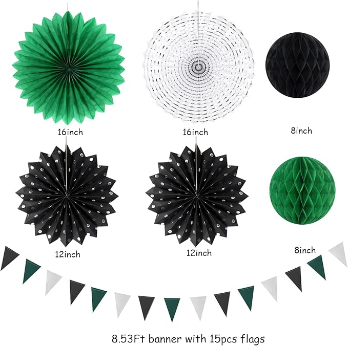 Black Green Silver Football Party-Decorations - Image 2