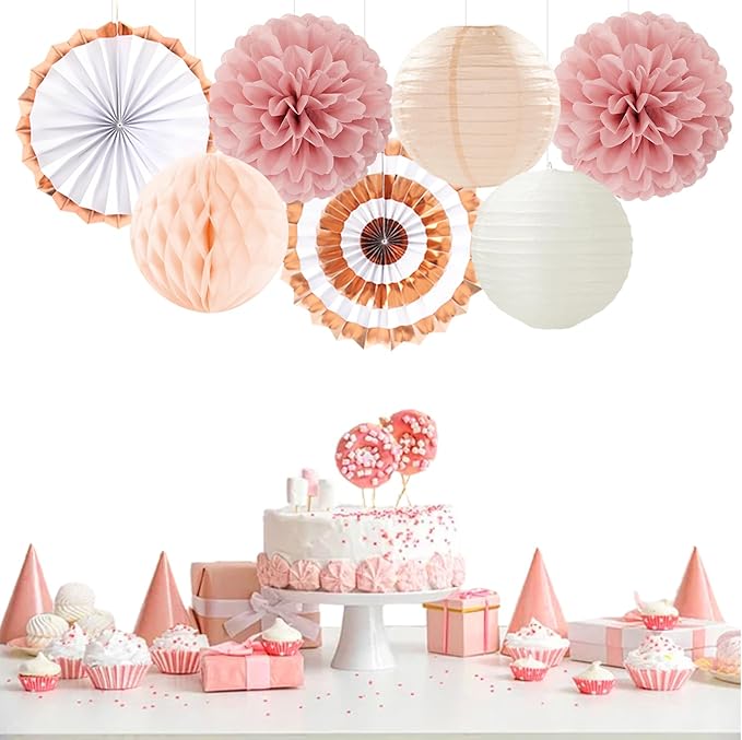 Pink Champagne-Beige Rose-Gold Boho Party-Decorations - Image 5