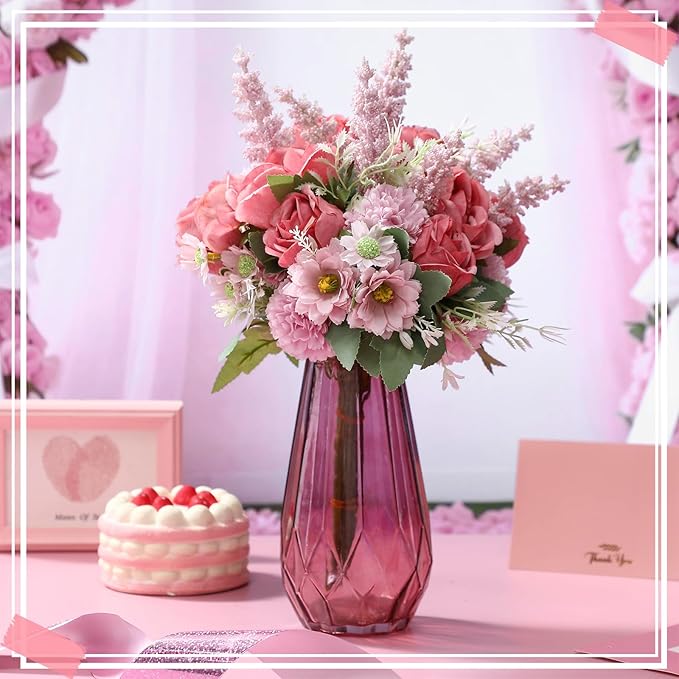 Zeyune 8 Pcs Wedding Silk Flowers Fake Silk Flowers Faux Bouquet Hydrangea - Image 7