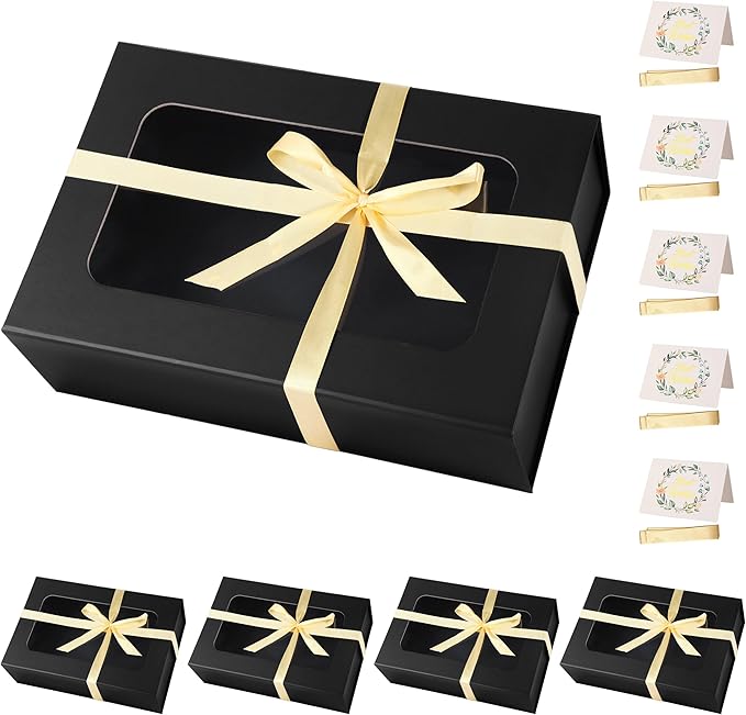 Black Large Gift Boxes with Window, 13.5"x9"x4.3" Bridesmaid Boxe by TIACABO