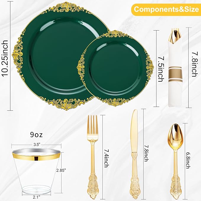 Nervure 350PCS Green Plastic Plates - Image 3