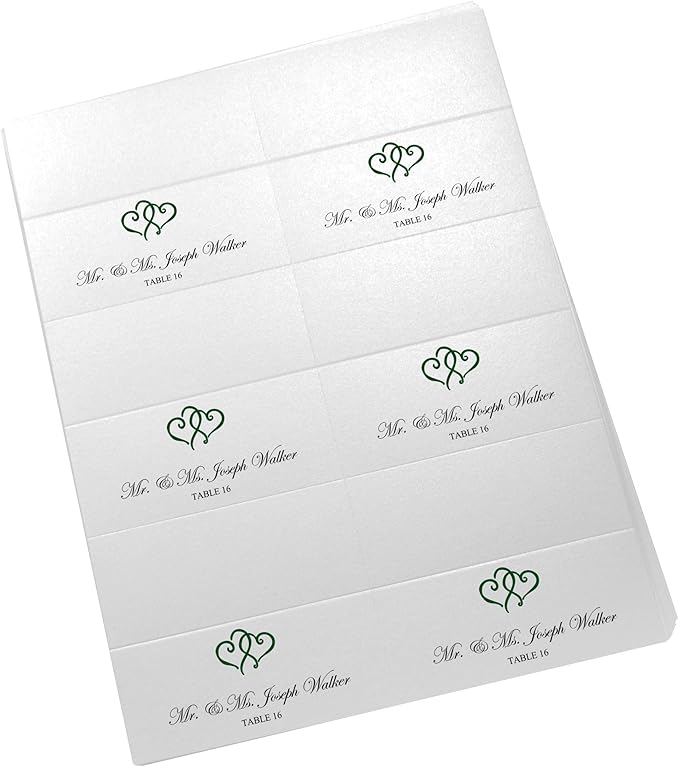 Linked Hearts Printable Place Cards, Hunter Green, Laser & Inkjet Printers - Image 4