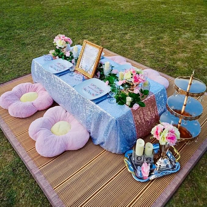 QueenDream Sequin Tablecloth 60"x102" Sparkly Party Table Cloths Sequin Table - Image 4