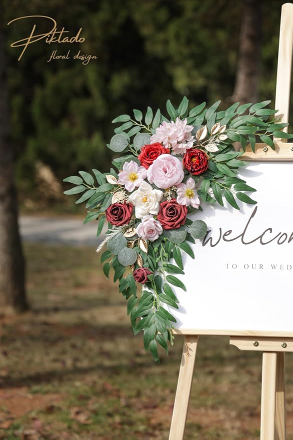 Faux Flower Swag Set of 2 for Wedding Welcome Signs Floral Swag Wedding - Image 7