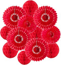 12pcs 6'' 8'' Red Honeycomb Balls Tissue Paper Fans Party Honeycomb Ball Fans by Yangeey