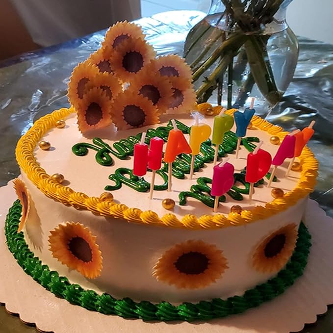 GEORLD Edible Cake Topper Wafer Sunflower Cupcake Decoration by Wafer Paper - Image 4
