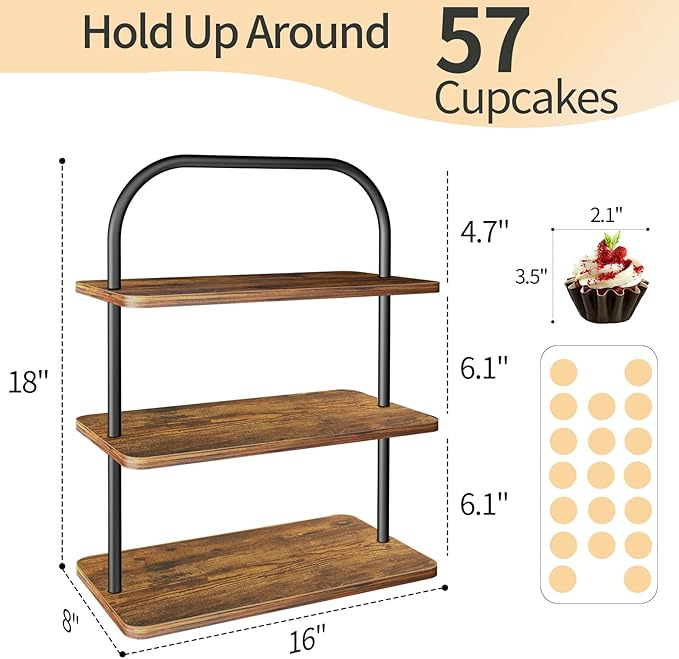 Cupcake Stand, 3 Tier Wood Cupcake Stand - Image 3
