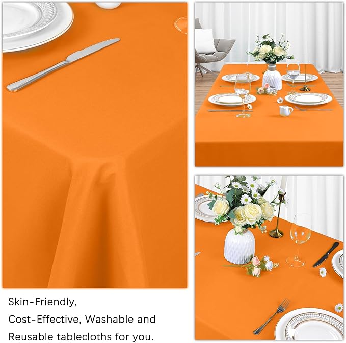 8 Pack Orange Tablecloth 60 x 126 Inch Rectangular Tablecloths - Image 5