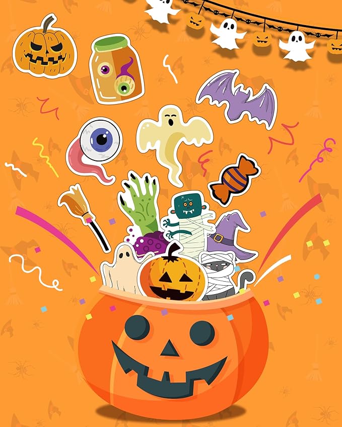 300 PCS Halloween Pumpkin Stickers, Vinyl Waterproof Stickers - Image 7
