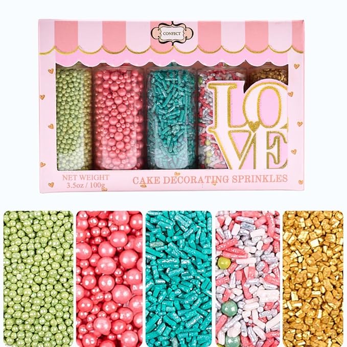Confect Cool Mom Sprinkles Mix – 5 Pack Assorted Cake & Cupcake Decorations by CONFECTTHECAKEDECORATINGCO