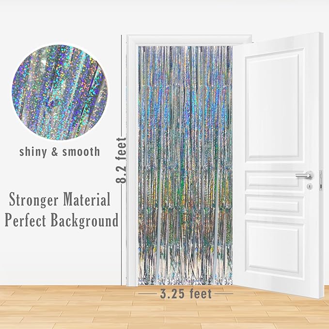 GOER 3.2 ft x 8.2 ft Metallic Tinsel Foil Fringe Curtains Party Photo Backdrop - Image 6