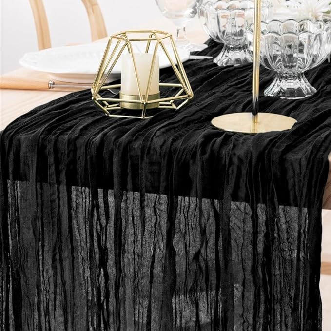 MLMW Halloween Table Runner Cheesecloth Black Boho Gauze Cheese Cloth 160 inch by MLMW