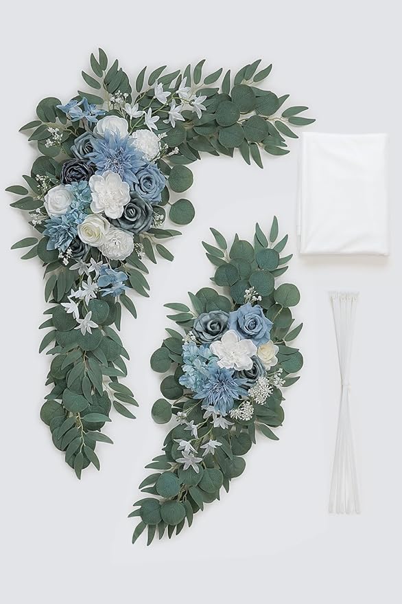 Light Blue Artificial Wedding Arch Flowers Kit - Image 3