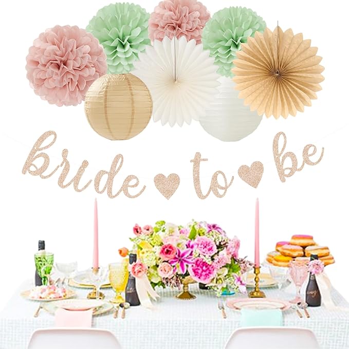 Sage-Green Pink-Beige Bridal-Shower Party-Decorations - Image 5